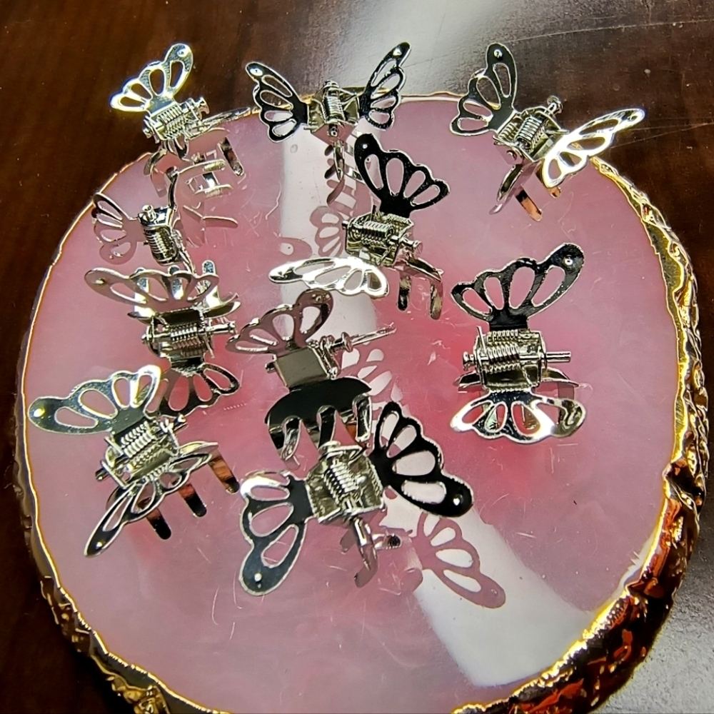 Women’s Jewelry Elegant Shiny beautiful Silver Butterfly Hair Clips Ten Piece